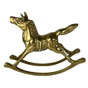 Vintage Brass Rocking Horse 8.5” x 10.5”